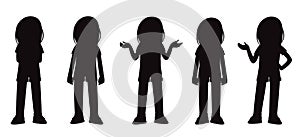 Collection of Children In Different Poses Silhouettes