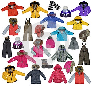 Collection of children's winter clothing