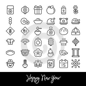 Collection of Chinese new year icons, cute cartoon images for festivals