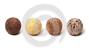 Collection of chocolates. Belgian truffles on a white background