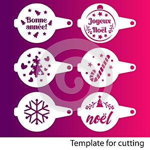 Collection of Christmas coffee stencils. French text