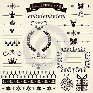 Collection of christmas design elements. Vector illustration.