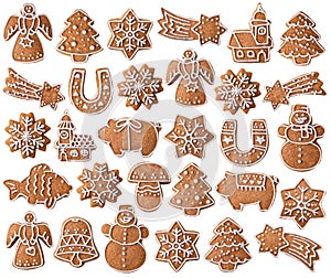 Collection of Christmas gingerbread cookies