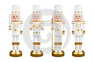 Collection christmas nutcracker toy soldier traditional figurine isolated on white background