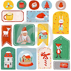 Collection of Christmas product or gift labels