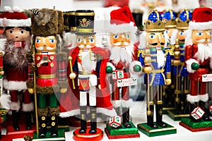 Collection of Christmas wooden nutcracker toy soldier traditional figurine for Christmas decoration