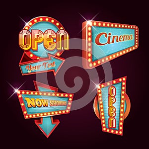 collection of cinema signage. Vector illustration decorative design