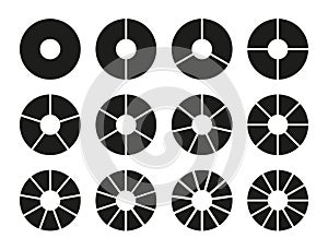 Collection of circles division on equal parts. Set of infographic templates. Coaching wheel life blank.