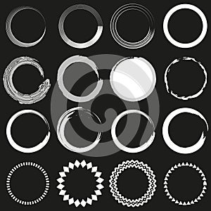 Collection of circular frames. Variety of circle borders. Set of round design elements. Vector illustration. EPS 10.