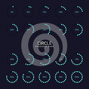 Collection of circular futuristic progress loading bar