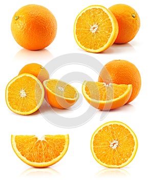 Collection citrus orange fruit isolated on white