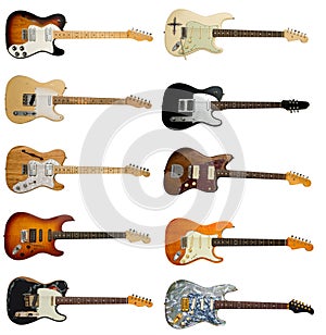 Collection of classic electric guitars photo