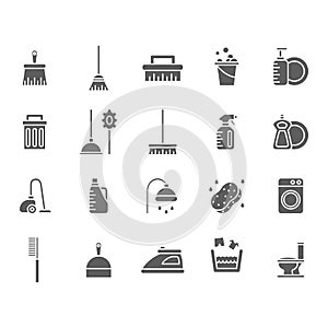 Collection of cleaning supplies icons. Vector illustration decorative design