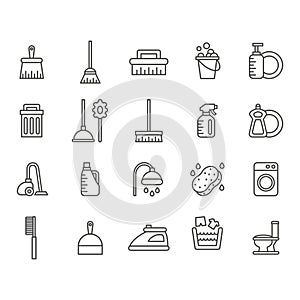 Collection of cleaning supplies icons. Vector illustration decorative design