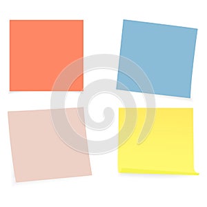 Collection of clear color lists of paper on the white background. Vector illustration