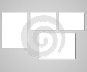 Collection of clear lists of paper on the gray background. Vector illustration