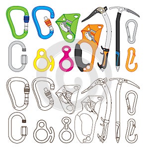 Collection of climbing equipment vector