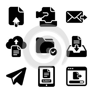 Collection of Cloud Computing and Data Transfer Icons for Digital Technology