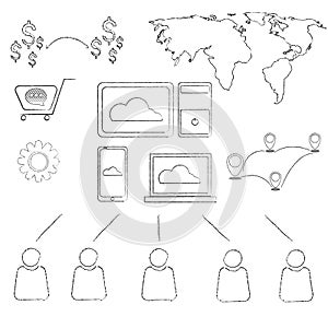 Collection of Cloud Icon Network for globalization