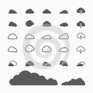 Collection of cloud shapes, Cloud icons