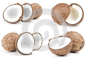 Collection of coconut isolated over a white background