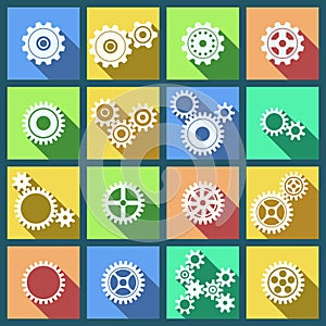 Collection of cogs and gears icons set