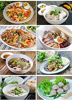 Collection of Collage from Photographs of thai food.
