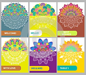 Collection of color cards with Vintage decorative elements