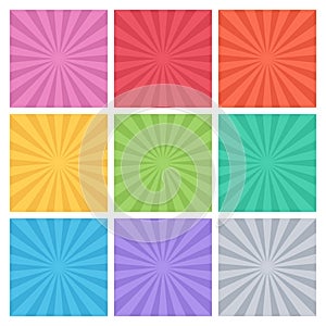Collection of color vector rays. Set of backgrounds ray.