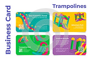 Collection colored best trampoline rental privilege business card vector illustration
