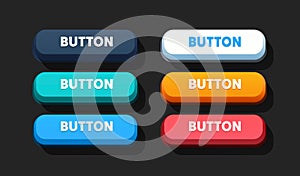 Collection of colored buttons, frame label, event web bar, buttons with color. Vector illustration