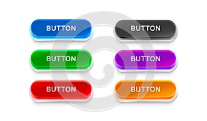 Collection of colored buttons, frame label, event web bar, buttons with color. Vector illustration