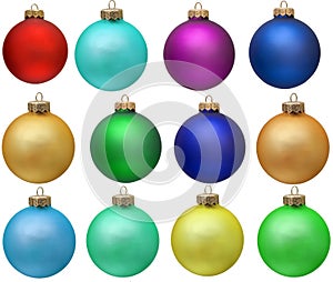 Collection of colored christmas ornament .