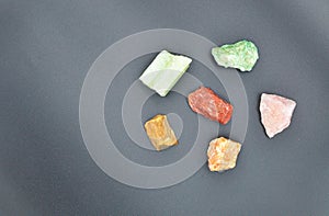 Collection of colored minerals and gemstone