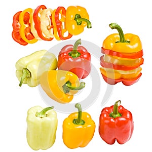 Collection of colored paprika