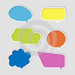 A collection of colored vector speech and thought bubbles