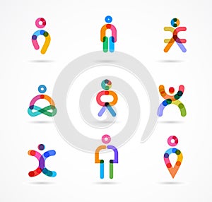 Collection of colorful abstract vector people