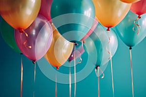 A collection of colorful balloons floating in midair, creating a vibrant and eye-catching spectacle, Balloons with a birthday