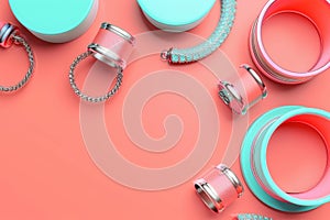A collection of colorful bracelets and a hoop earring with Generative AI