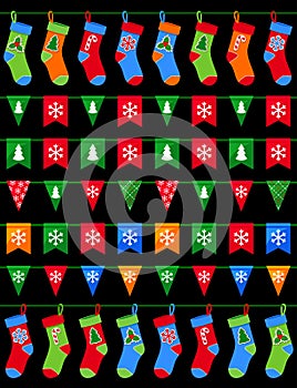 Collection of Colorful Christmas garlands for use as brushes