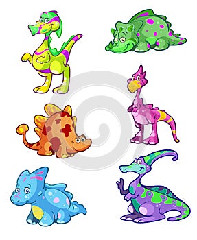 Collection of colorful dino's