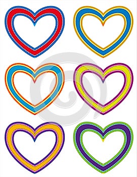 Collection of colorful fabric hearts