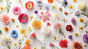 A Collection of Colorful Flowers on a White Background