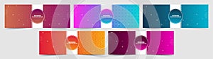 Collection of colorful gradient banners with geometric textures and abstract lines