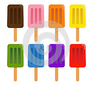 Collection of Colorful Ice Cream Popsicle in Different Flavor