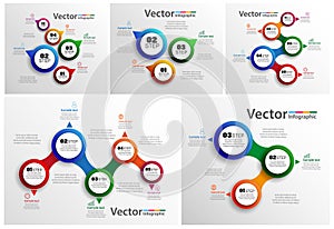 Collection of colorful infographic can be used for workflow layout, diagram, number options, web design