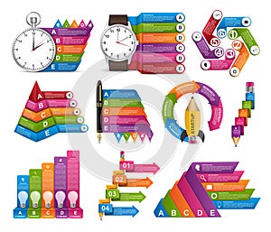 Collection of colorful infographics. Design elements