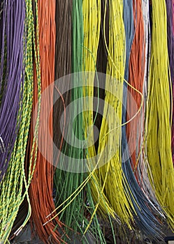 Collection of colorful insulated copper wires