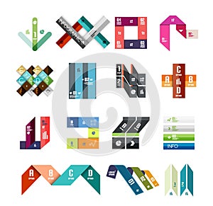 Collection of colorful line and stripe infographic diagram designs, business or web banner templates