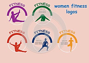 Collection of colorful logos of fitness